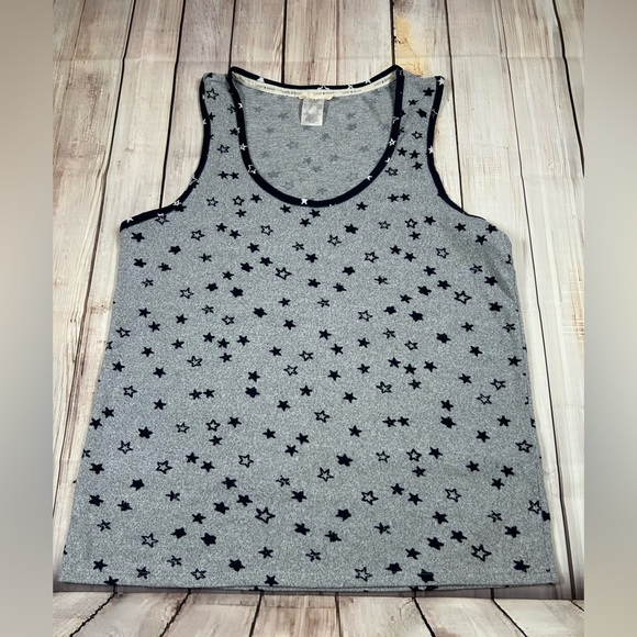 Lucky Brand Gray/Navy Stars Sleeveless Tank Top. Size XL. #Patriotic #America - Picture 1 of 6
